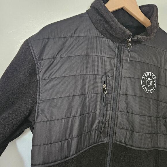 3 Sheeps Brewing Full Zip Fleece Jacket‎ Unisex S Black Embroidered Logo - Picture 2 of 6